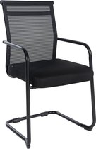 CLP Denny Chaise de salle à manger - Chaise visiteur - Avec structure en métal - Avec accoudoirs - Tissu - noir