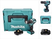Makita DHP 487 A1J accu klopboormachine 18 V 40 Nm borstelloos + 1x oplaadbare accu 2.0 Ah + Makpac - zonder lader