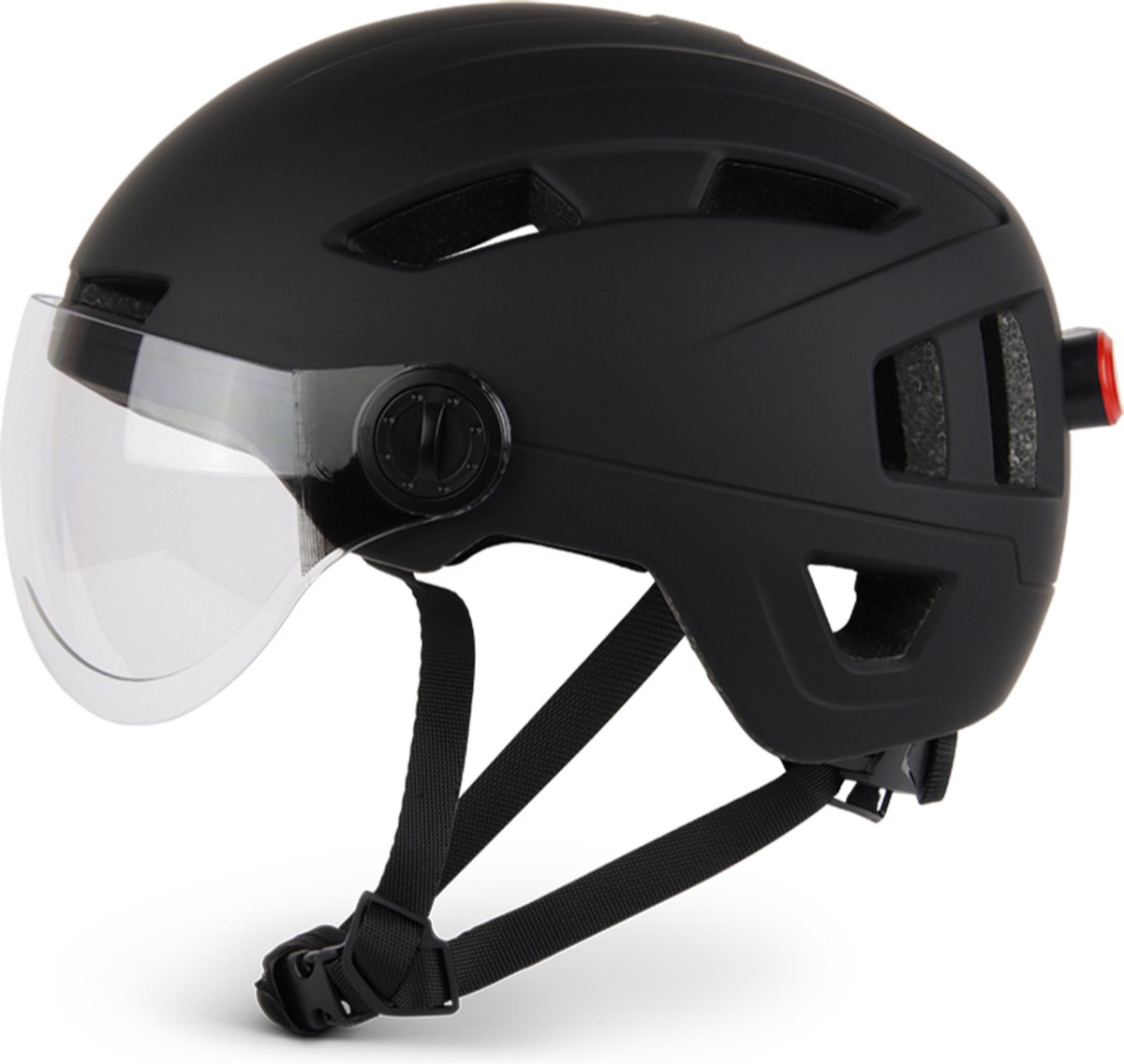 Lightyourbike ® ROADSTER - Speed Pedelec Helm met vizier & verlichting - NTA 8776 - Helm Snorscooter - Helm Speed Pedelec - Zwart - Maat M