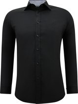 Business Overhemd Voor Heren - Slim Fit Blouse Stretch - Zwart
