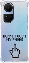 Smartphonehoesje Geschikt voor OPPO Reno10 Telefoon Hoesje met doorzichtige rand Finger Don't Touch My Phone