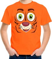 Bellatio Decorations dieren verkleed t-shirt kinderen - tijger gezicht - carnavalskleding - oranje 164/176