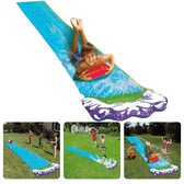 Cheqo® Opblaasbare Waterglijbaan - Waterglijmat - 480 x 71cm - Perfect voor Zwembaden, Tuinen & Stranden - Buikschuifbaan