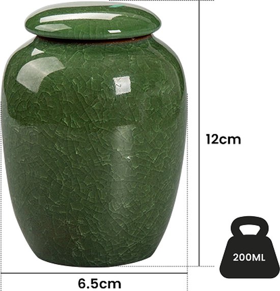 Luxe Begrafenis Urn 200 ML - Crematie Urn - Uniek - Voor Huisdieren of Menselijk As - Crematie As - Mini Urn - Decoratie Urn - Groen