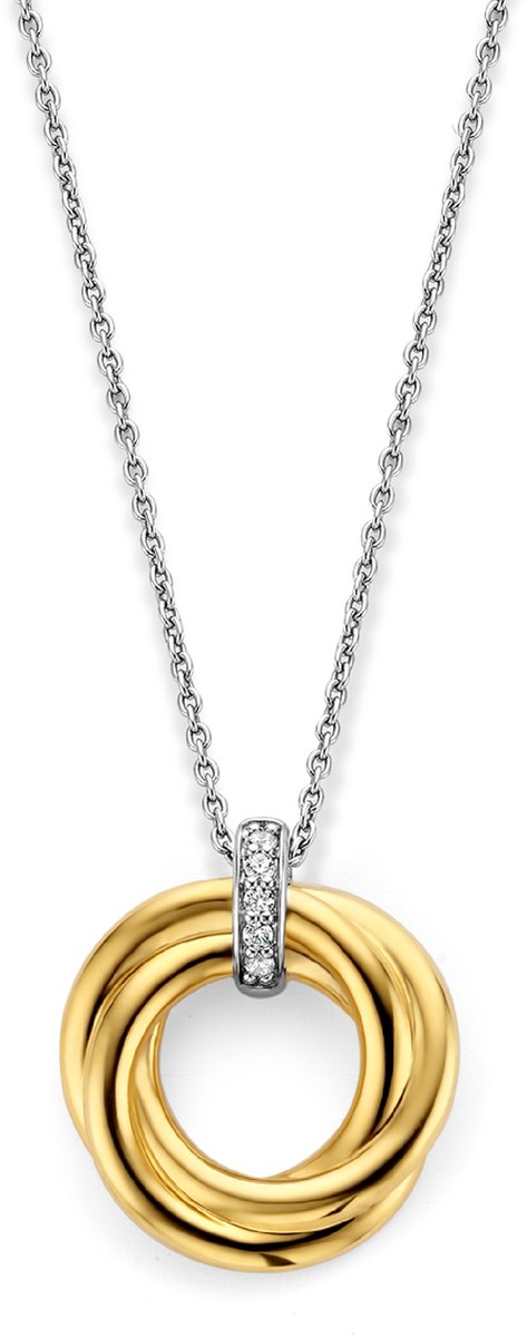 TI SENTO Dames Ketting - 925 zilver - Zirkonia met geel verguld - Maat 42 - 3972ZY
