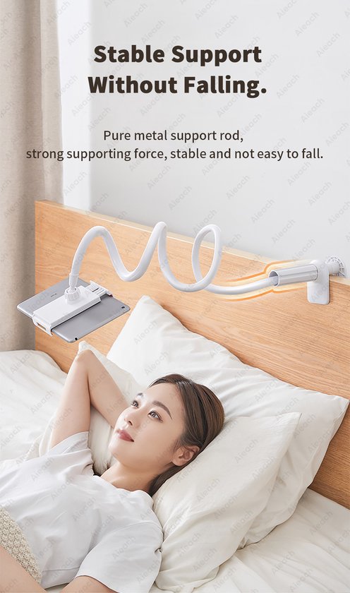 VexNook Handvrije tablethouder voor bed met verstelbare lange arm - opvouwbare metalen standaard voor Kindle, tablets, iPad en mobiele telefoon, verborgen design, geen schade aan meubels (NB-35D