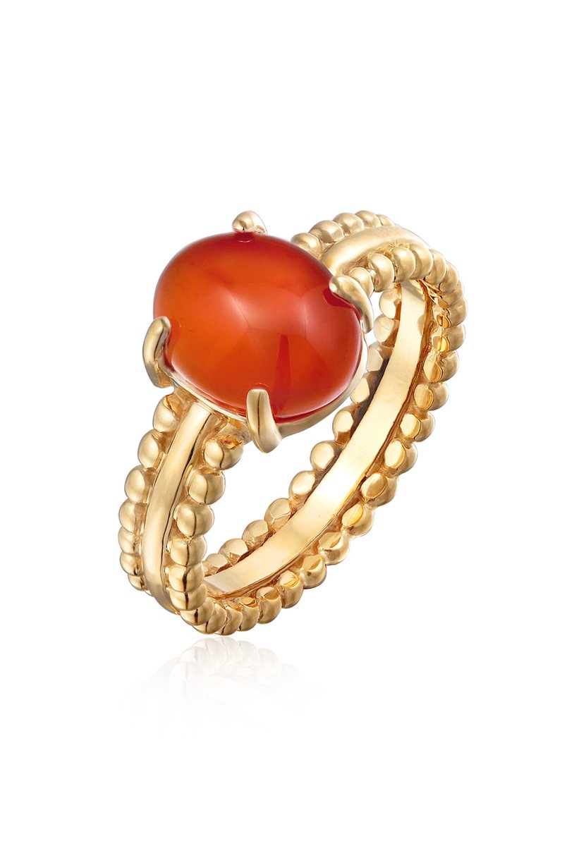 Elli PREMIUM - Ring - Elli PREMIUM Ring Dames Statement Gedraaid met Carneool in 925 sterling zilver verguld - Dames