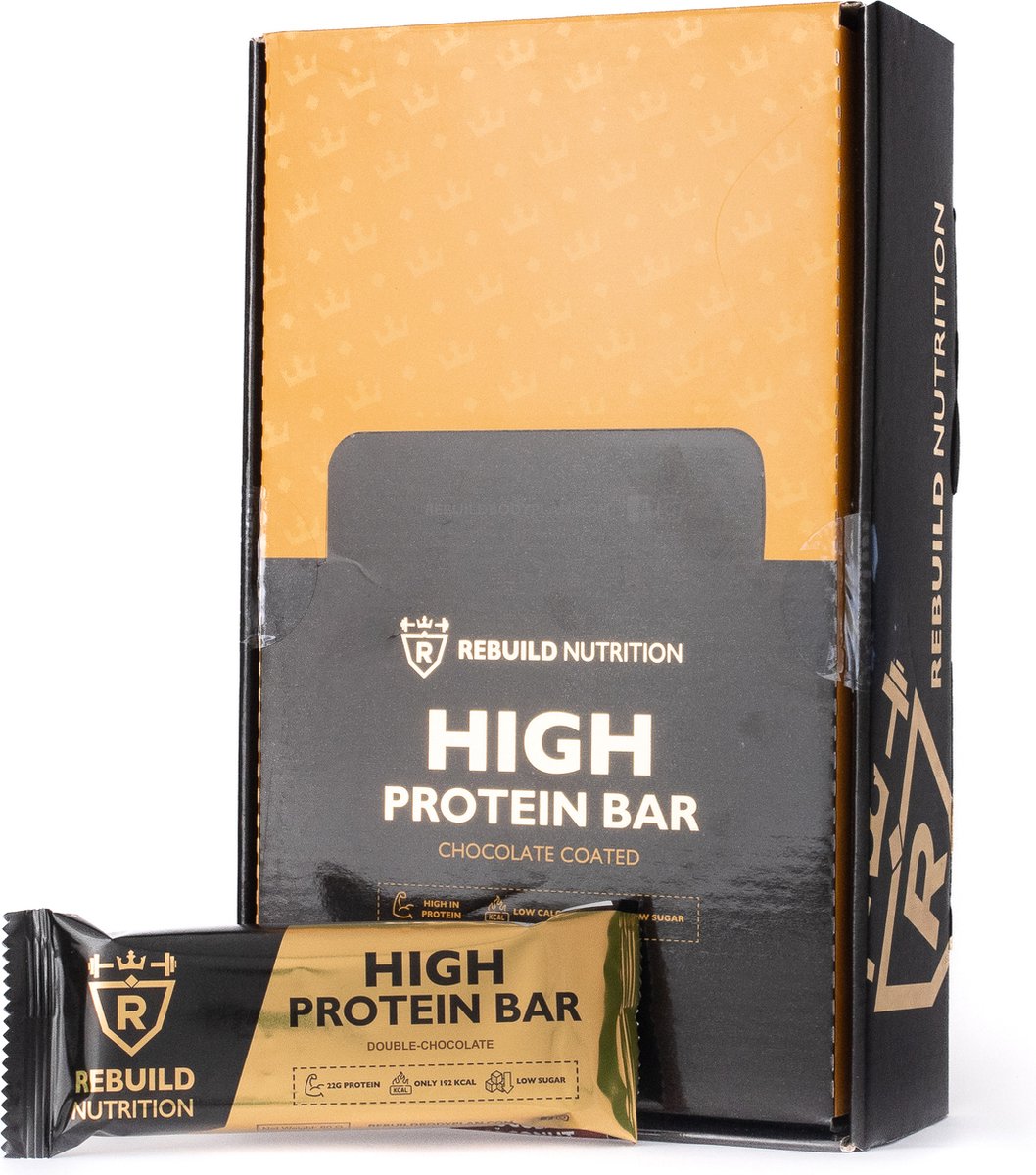 Goedkoopste Rebuild Nutrition - HIGH PROTEIN BAR - Dubbel Chocolade (Brownie) - Gezonde Eiwitrepen - Proteine Repen - 22 gram Hoogwaardig Eiwit Per Reep - Proteine Bar - 20 stuks (20 x 60 gram