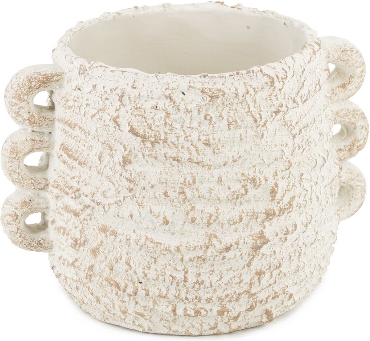 HomeBound by KY | Aardewerk vaas ruffled naturel | 25x20x18cm | bloemenvaas aardewerk