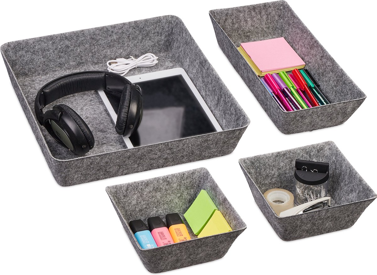 CaptainFive 8-delige Lade-organizer Set, Milieuvriendelijke Vilt Materiaal Bureau Organizer