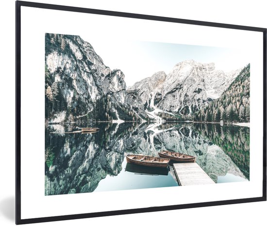FrameYourWall® - Cadre photo avec affiche 60x40 - Nature - Hiver -  Montagnes - Bateaux