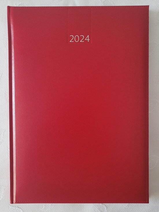 LIBOZA - Agenda 2024 - Agenda hebdomadaire A5 - Rouge - couverture lisse -  7 jours 2