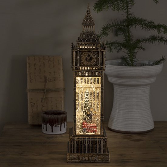 Konstsmide Waterspinner Klassieke Sneeuwlantaarn Met Kerstman In De Slee Met Ledverlichting Beweging En Timer Op Batterij Voor Binnen