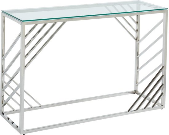 PASCAL MORABITO Table d'appoint en verre trempé et acier inoxydable - Chrome - SIMATO - par Pascal Morabito L 120 cm x H 78 cm x P 40 cm