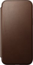 Nomad Modern Leather Folio - Book cover hoesje voor iPhone 15 Plus - Nomad leder - Geschikt voor MagSafe en draadloos opladen - Bruin