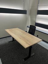 Bureau assis-debout électrique premium - chêne naturel halifax - avec fonction memory et option chargement USB - 160 x 80 - NEUF
