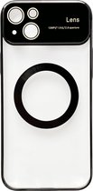 Casemania Coque pour Apple iPhone 15 Zwart - Coque arrière en Siliconen avec Protection d'objectif d'appareil photo - Compatible avec Magsafe
