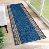 Tapiso Antislip Rubber Mat Blauw Klassiek Modern Rubbermat Tapijt Maat- 80x100