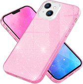 Casemania Hoesje Geschikt voor Apple iPhone 15 Plus Roze - Glitter Back Cover
