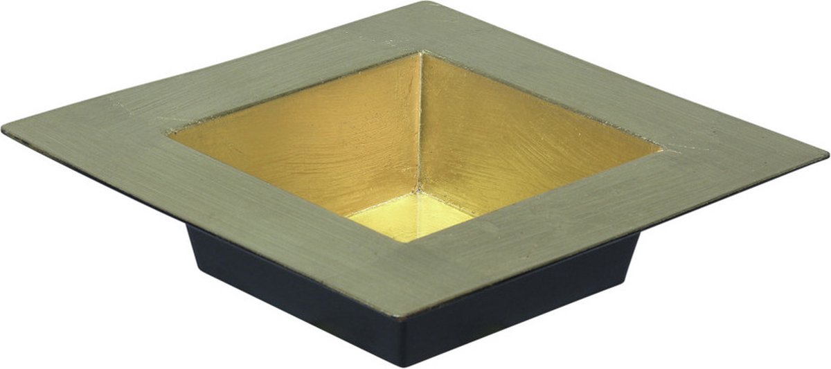 Plantenbak plantenpot - goud - 20 x 20 cm - kunststof - vierkant - op tafel - tafeldecoratie - bloemstuk - kerststukjes