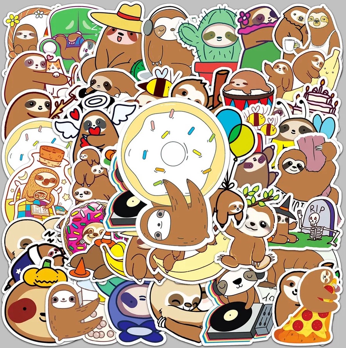 Luiaard Stickers 50 Stuks | Dieren Stickers | Luiaards | Grappige Stickers | Laptop Stickers | Stickers Kinderen en Volwassenen | Stickervellen | Plakstickers | Koffer Stickers | Stickers Bullet Journal en Planner — afbeelding 5