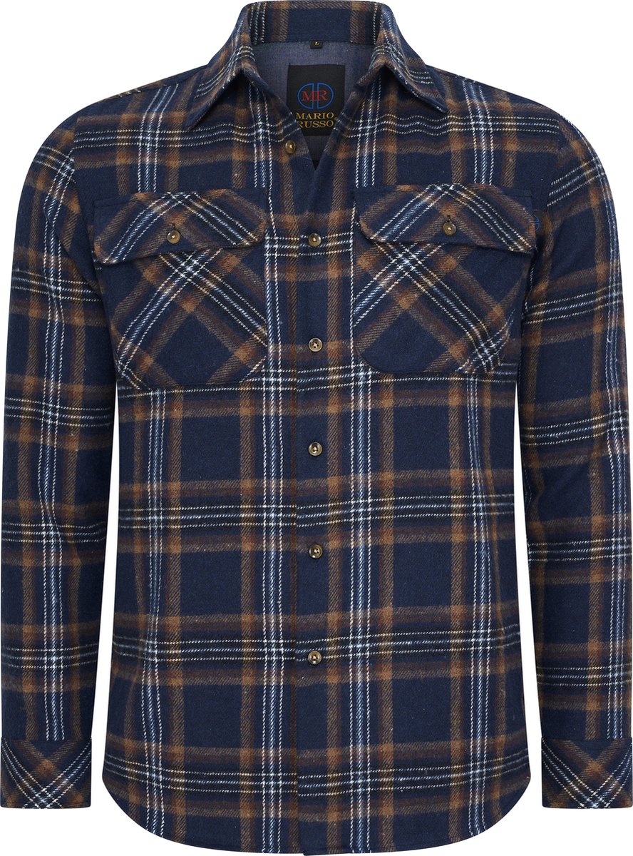 Mario Russo Overshirt - Overhemd Heren - Vest - 100% Katoen - XXL - Navy