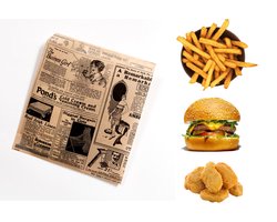 Rainbecom - 100 Stuks - 19 x 17 cm - Hamburger Zakje Papier - Vetvrij Papier - Papieren Zak voor Sandwiches – Bruine Krant