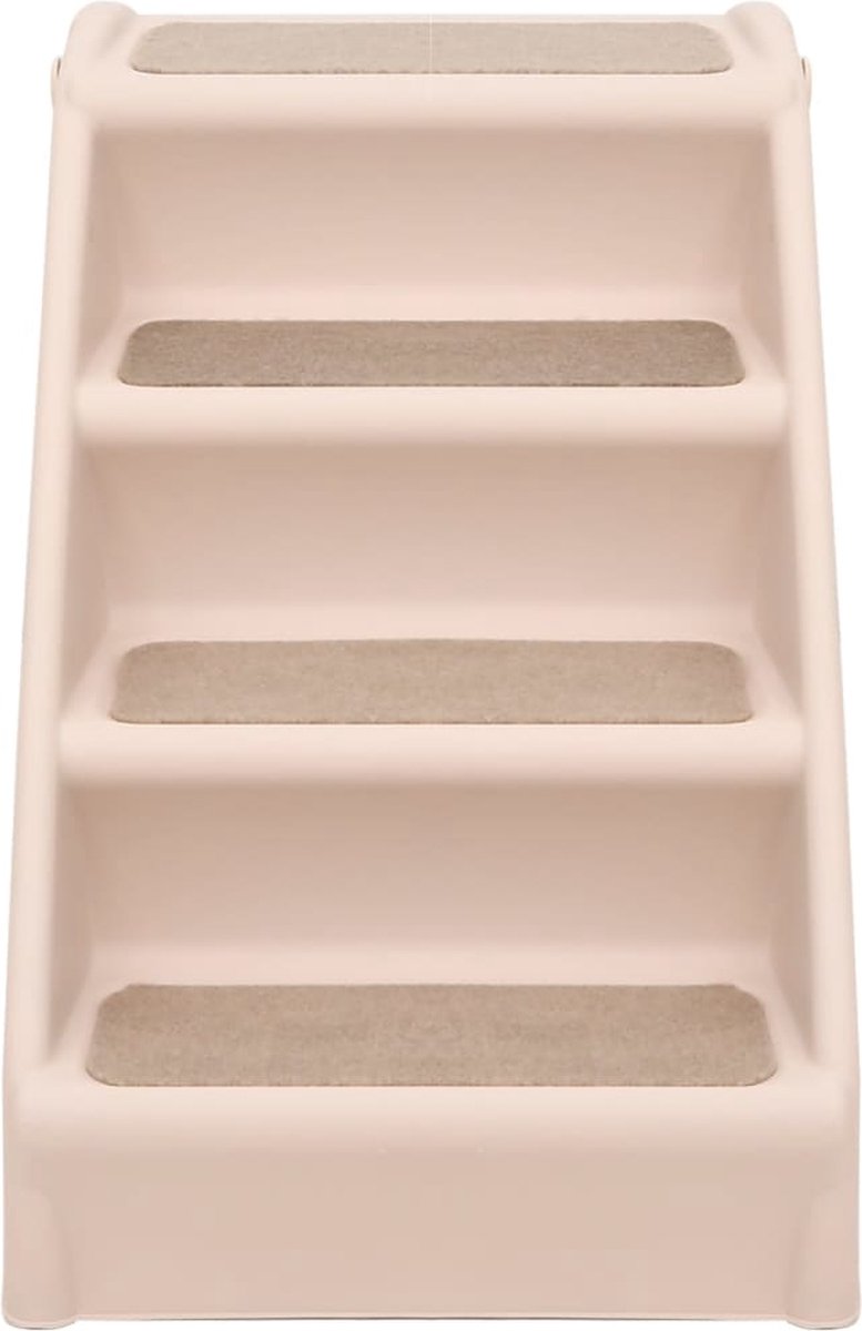 vidaXL - Hondentrap - 3 - treden - inklapbaar - 50x38x38 - cm - kunststof - crèmekleur