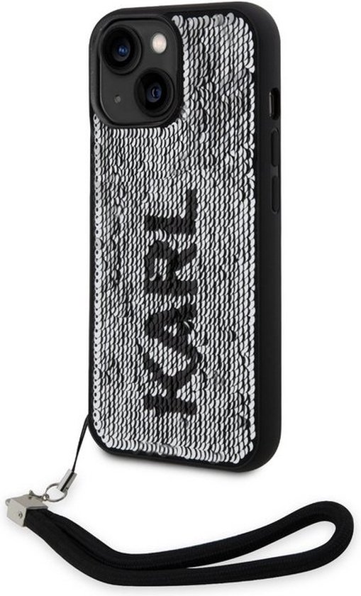 Karl Lagerfeld Reversible Sequins Back Case - Geschikt voor Apple iPhone 13 (6.1") - Zwart