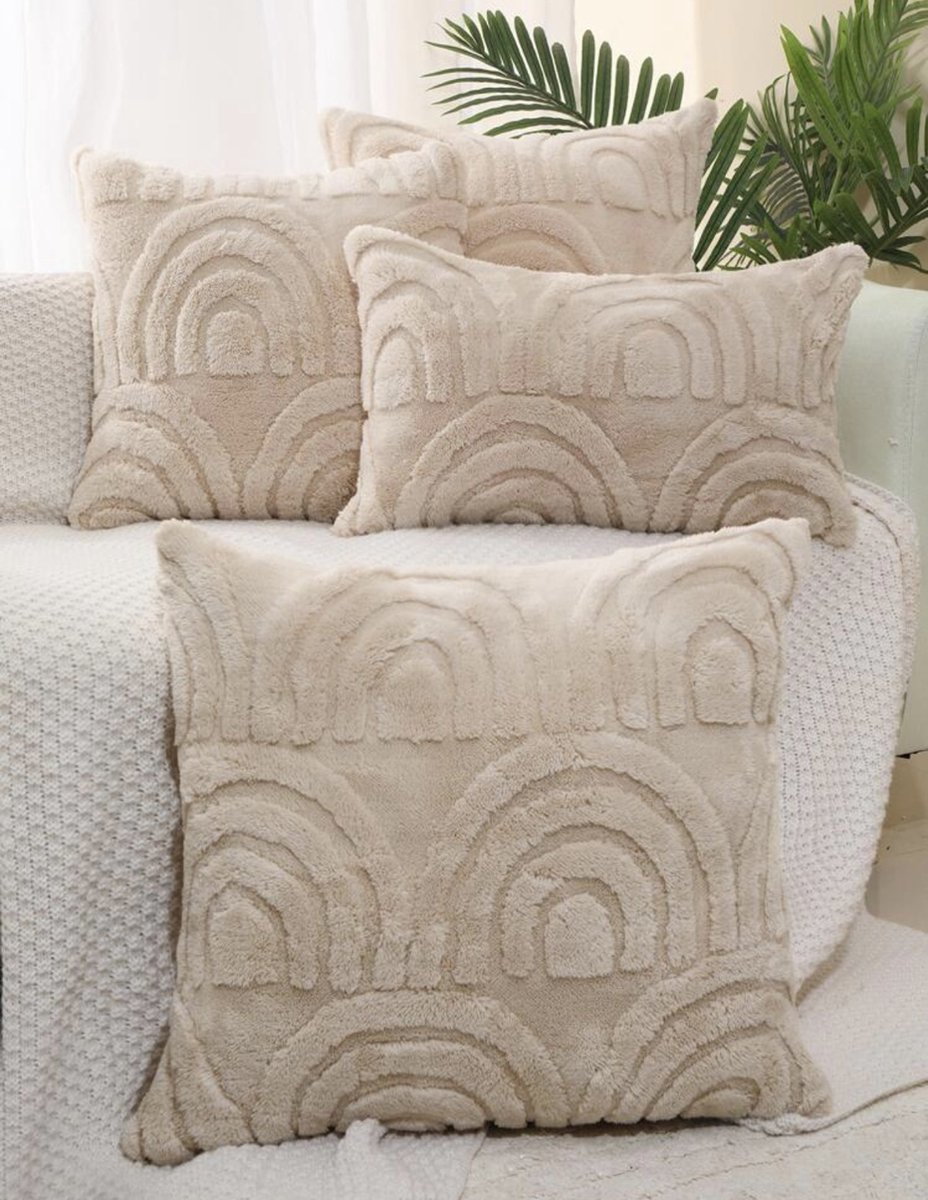 MIULEE 2-delige kussenslopen 40 x 80 cm beige chenille kussenhoezen kussensloop bankkussen decoratief kussen sierkussen elegant design voor bank sofa woonkamer