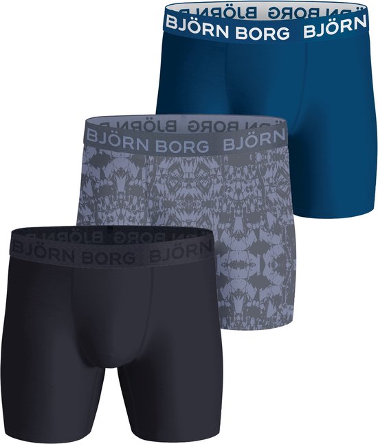 Björn Borg Performance boxers - boxers homme microfibre longues jambes (pack de 3) - multicolore - Taille : L