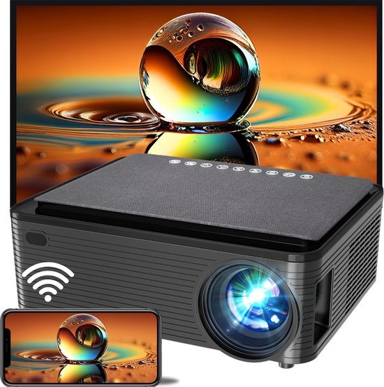 Chesto Beamer FULL HD (4K-Ondersteuning) - 10.000 Lumen - Streamen vanaf je telefoon met wifi - Black Series