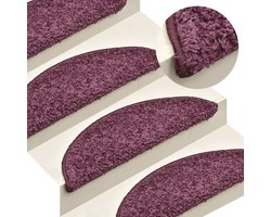 vidaXL Anti Slip Matten - Trapmatten - Trapmatten 15 st 56x17x3 cm donkerpaars - Trappen Bekleden - Vloerbedekking Trap - Donkere Kleuren