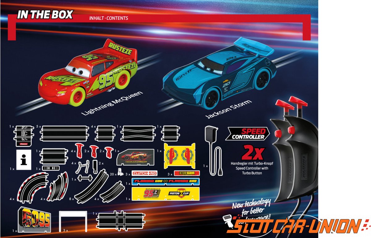 2x Circuit Carrera First Disney Cars 290 cm + 2 Voitures