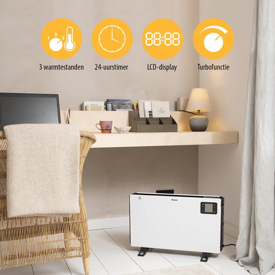 Tristar KA-5819 Convectorkachel met Wi-Fi - 2000W, Turbofunctie, Timer en Vorstvrije Modus - App- en Spraakgestuurd, LCD-Display, Afstandsbediening - Wit