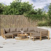The Living Store Bamboe Tuinset - Modulaire Loungeset 55x65x30cm - Comfortabele Kussens - Praktische Tafel