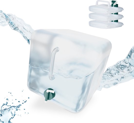 Relaxdays opvouwbare jerrycan set van 4 - 20 l - met kraan - BPA-vrij - transparant-groen - 20 Liter van Relaxdays — afbeelding 2