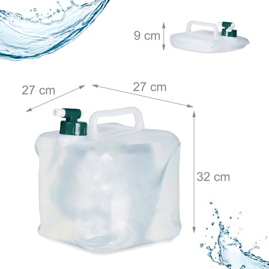 Relaxdays opvouwbare jerrycan set van 4 - 20 l - met kraan - BPA-vrij - transparant-groen - 20 Liter van Relaxdays — afbeelding 4