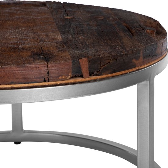 WOMO-DESIGN ensemble de 2 tables basses naturel, Ø 70x35 / 56x29 cm, bois d'acacia