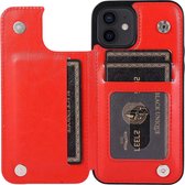 Hoesje geschikt voor iPhone 15 - Backcover - Pasjeshouder - Portemonnee - Kunstleer - Rood
