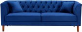 Driezits-Chesterfield-bank van nachtblauw velours ARSENE L 208 cm x H 73 cm x D 80 cm