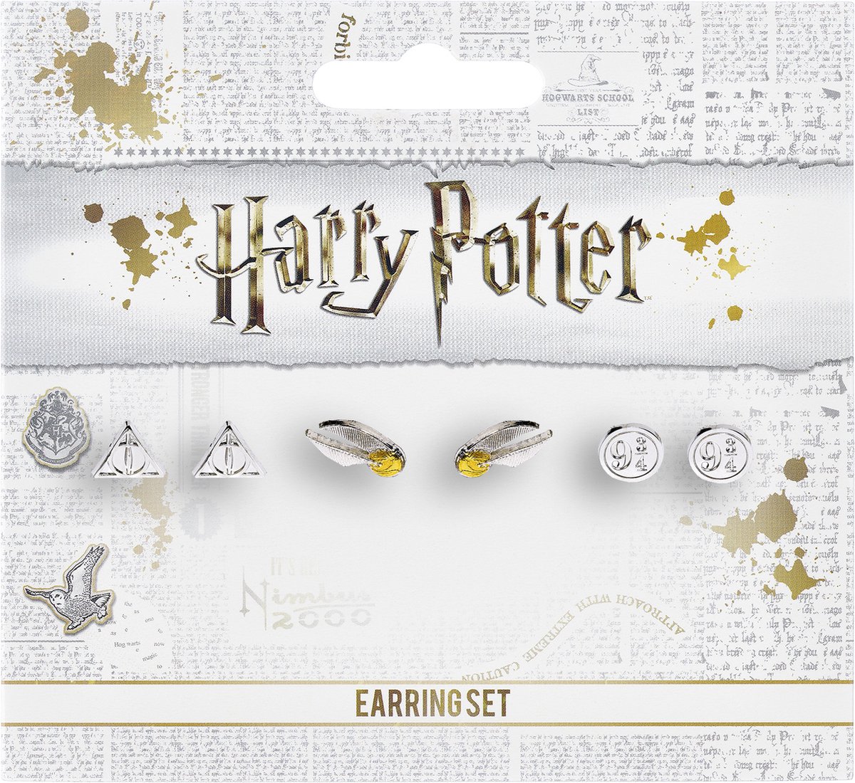 The Carat Shop Stud Earring Set Deathly Hallows / Golden Snitch / Goude Snaai / Platform - Harry Potter Jewelry - The Carat Shop
