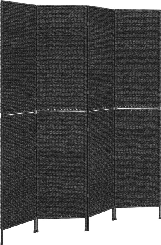 vidaXL - Kamerscherm - met - 4 - panelen - 163x180 - cm - waterhyacint - zwart