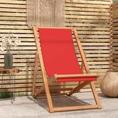 The Living Store Chaise de plage Iconic Red - Bois de teck - Pliable - 56x105x96 cm - Sans accoudoirs