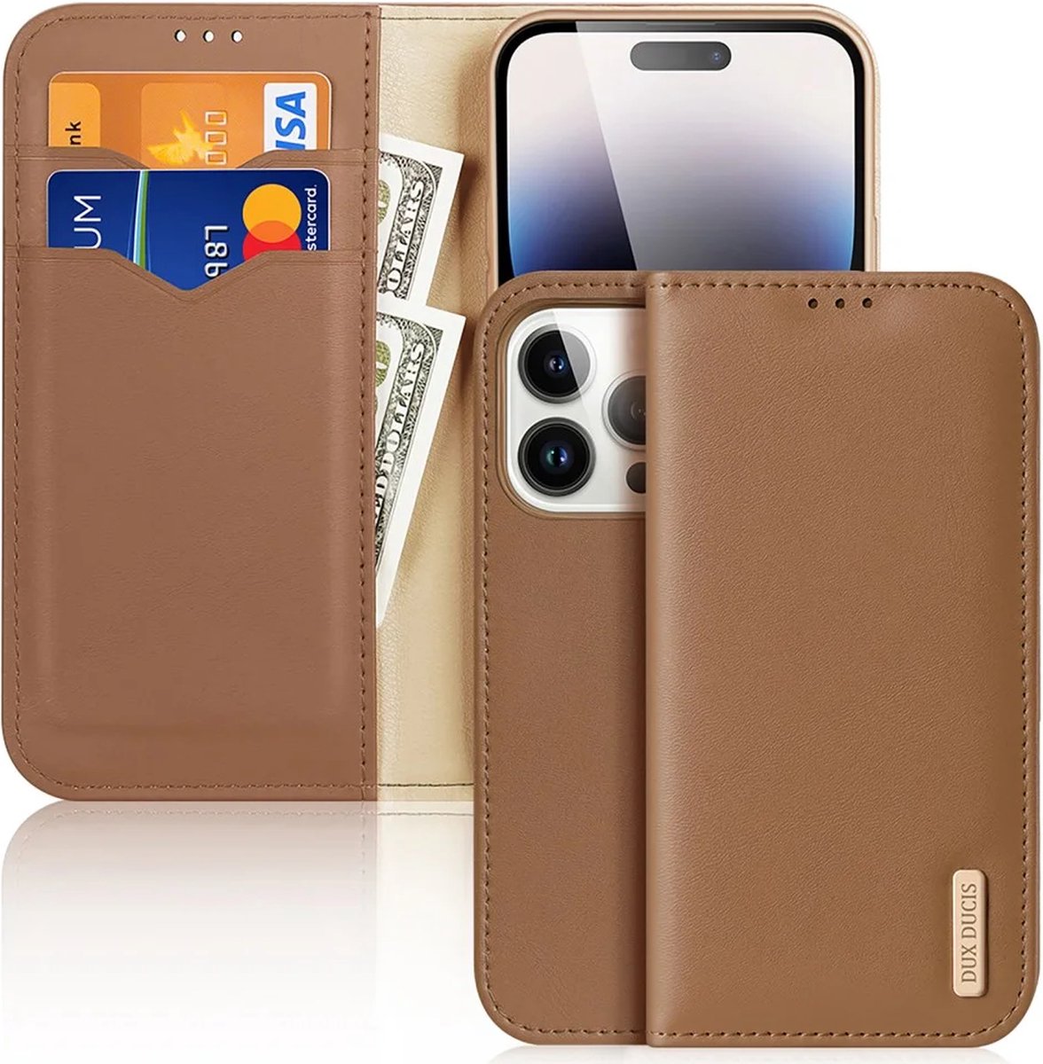 Dux Ducis - Telefoonhoesje geschikt voor iPhone 15 Pro - Hivo Series Case - Bruin