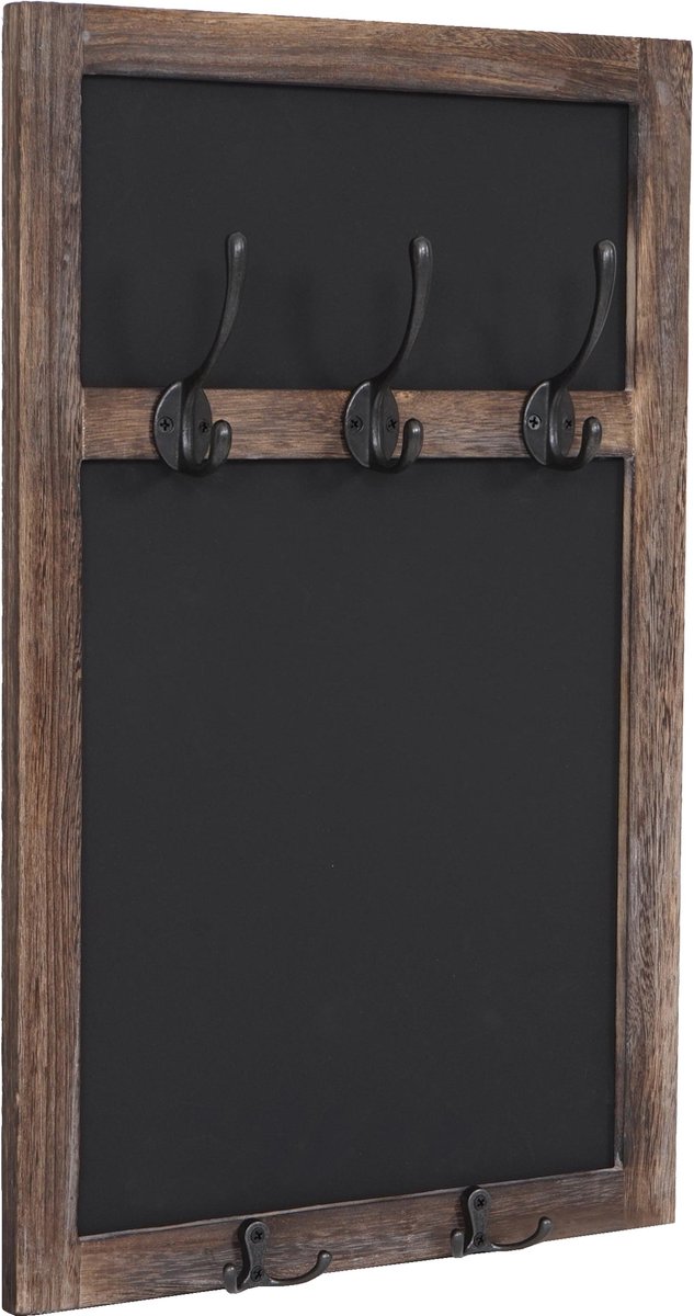 MCW Wandkapstok MCW-C51, kapstok krijtbord, 5 haken 55x34cm ~ bruin, shabby