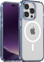 Coque antichoc pour iPhone 15 Pro Max adaptée à Magsafe - Coque antichoc avec anneau magnétique - Mobiq Magsafe Compatible iPhone 15 Pro Max Case transparent/bleu