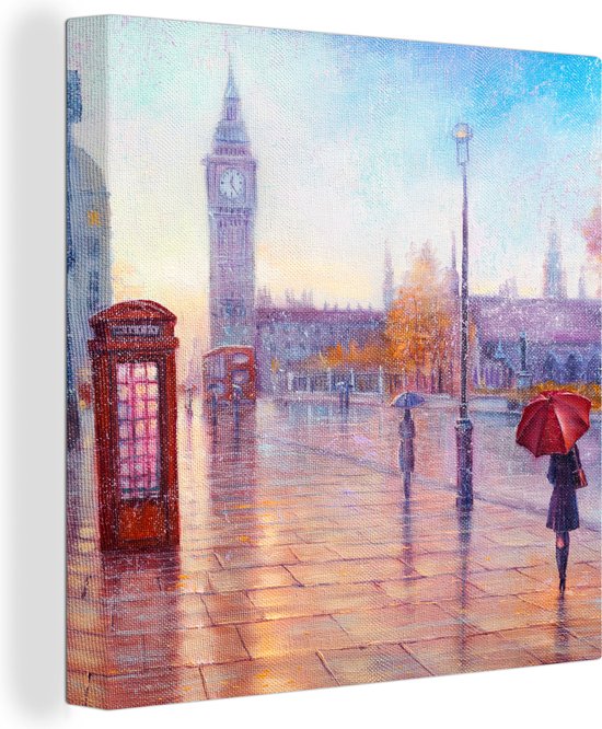 Canvas - Olieverf - Schilderij - Londen - Telefoon - Big Ben - Muurdecoratie - Interieur