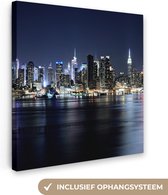 Canvas Schilderij New York - Licht - Skyline - 20x20 cm - Wanddecoratie