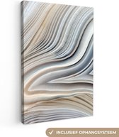 Canvas - Marmerlook - Abstract - Marmer - Blauw - Schilderijen op canvas - Canvas doek - Wanddecoratie - 40x60 cm